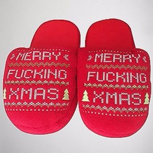 Body Rage ** Merry F* cling Xmas Slippers